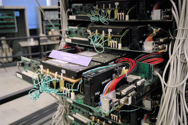 Google Server at the Computer History Museum, closeup of rack