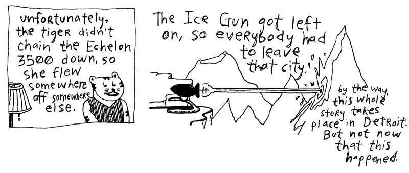 Except the robot flew away and the ice gun went on and on...